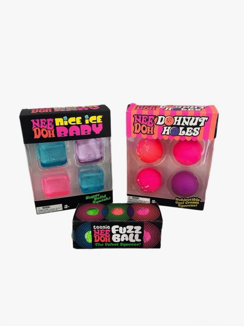 Authentic VIRAL NeeDoh Bundle - Donut Holes/Nice Ice Baby/Mini Fuzz Balls
